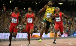 Usain Bolt lors des Mondiaux-2015 à Pekin, le 23 août 2015