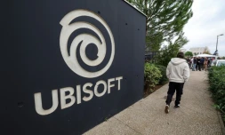 L'entrĂ©e de la sociĂ©tĂ© de production vidĂ©o Ubisoft oĂč une grĂšve de 3 jours a lieu Ă Montpellier, le 15 octobre 2024 dans l'HĂ©rault