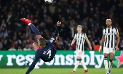 La superstar du Paris SG Kylian Mbappe lors du match de Ligue des champions contre Newcastle, le 28 novembre 2023 au Parc des Princes