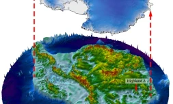 Infograhie fournie par le Pr Stewart Jamieson de l'Université de Durham le 24 octobre 2023, montrant le paysage caché sous la calotte de glace de l'Antarctique