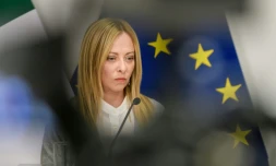 La PremiÚre ministre italienne Giorgia Meloni en conférence de presse le 10 juillet 2023 à Riga, en Lettonie