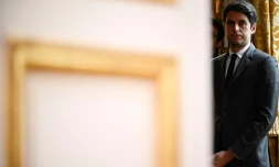 Le Premier ministre Gabriel Attal avant une conférence de presse à l'hÎtel Matignon, le 1er février 2024 à Paris