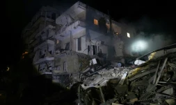 Bâtiment détruit par une frappe israélienne dans un quartier de Tyr, dans le sud du Liban, le 25 novembre 2024, sur fond de guerre entre Israël et le Hezbollah libanais