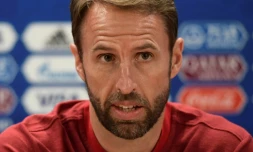 Le sélectionneur de l'Angleterre Gareth Southgate en conférence de presse à Volgograd, le 17 juin 2018