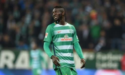 L'attaquant gambien du Werder Ousman Manneh lors d'un match contre le Bayer Leverkusen, le 15 octobre 2016 à Brême