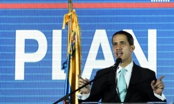L'opposant vénézuélien Juan Guaido, autoproclamé président par intérim, lors de la présentation de son programme de gouvernement jeudi 21 janvier 2019 à Caracas.