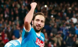 L'attaquant de Naples Gonzalo Higuain, auteur d'un doublé contre l'Inter, le 30 novembre 2015 à San Paolo