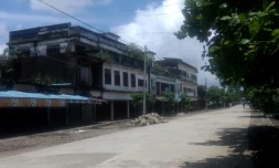 Une rue de Maungdaw, dans l'Etat Rakhine, où les habitants ont été priés par les autorités de rester chez eux, le 25 août 2017