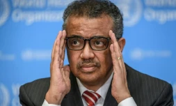 Tedros Adhanom Ghebreyesus, le directeur général de l'OMS, le 11 mars 2025 à Genève 