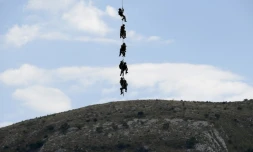 Des membres du GIGN en intervention le 19 juillet 2021 au dessus du village de Gréolières dans les Alpes Maritimes, mobilisés pour traquer un homme en fuite soupconné de féminicide