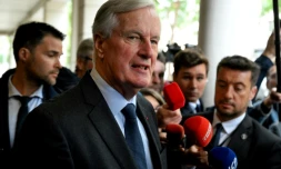 Le Premier ministre français Michel Barnier participe à la conférence du parti Horizons à Reims, dans l'est de la France, le 11 septembre 2024
