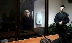 La pédiatre Nadejda Bouïanova, accusée d'avoir critiqué l'offensive russe en Ukraine, comparaît devant le tribunal de Moscou, le 8 novembre 2024