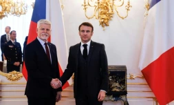 Le président Emmanuel Macron et le président tchÚque Petr Pavel lors d'une réunion au chùteau de Prague, le 5 mars 2024