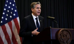 Le secrétaire d'Etat américain Antony Blinken lors d'une conférence de presse à Jakarta, en Indonésie, le 14 décembre 2021