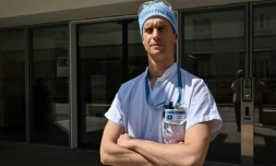 Rodolphe Lelaidier pose le 24 avril 2020 Ă l'hĂŽpital Edouard Herriot Ă Lyon