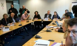 Des représentants syndicaux réunis au Medef à Paris pour des négociations sur l'assurance chômage, le 11 janvier 2018