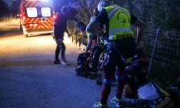 Des gendarmes au canyon de Zoicu, où quatre pratiquants de canyoning, dont un enfant, sont morts et un autre est toujours porté disparu, le 1er août 2018 à Soccia, en Corse-du-Sud