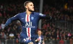L'attaquant argentin du PSG Mauro Icardi inscrit le but de la victoire Ă Brest, le 9 novembre 2019