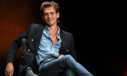 L'acteur américain Austin Butler, qui incarne le rôle titre dans "Elvis" présenté à Cannes, le 26 avril 2022 à Las Vegas