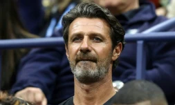 L'entraĂźneur Patrick Mouratoglou, lors de la finale de l'US Open entre Serena Williams et naomi Osaka, le 8 septembre 2018 Ă New York