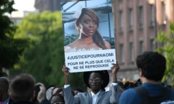 Le frère de Naomi Musenga demande justice pour sa soeur lors d'une marche silencieuse à Strasbourg, le 16 mai 2018