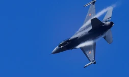 Un avion F-16 belge prend part à un exercice de l'Otan à la base aérienne de Kleine-Brogel, en Belgique, le 18 octobre 2022