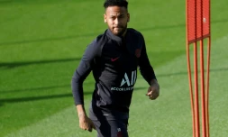 L'attaquant du PSG Neymar en séance d'entrainement au Camp des Loges le 13 septembre 2019