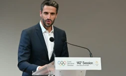 Tony Estanguet, président du Comité d'organisation de Paris-2024, lors de l'ouverture de la 142e session du Comité international olympique, le 22 juillet 2024 à Paris