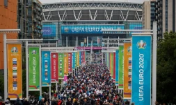 Wembley accueillera 60.000 personnes pour chacun des trois derniers matches de l'Euro, plus que les 40.000 spectateurs ayant assisté au huitième de finale contre l'Allemagne, ici le 29 juin.