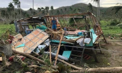 Une maison détruite lors du passage du typhon Rai, le 22 décembre 2021 sur l'île de Siargao, aux Philippines