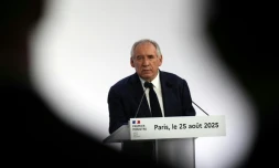 Le Premier ministre François Bayrou s'exprime lors d'une conférence de presse à Paris, le 25 août 2025