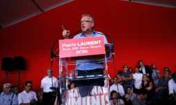 Le secrétaire national du PCF, Pierre Laurent, à la Fête de l'Humanité à La Courneuve