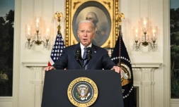 Le président américain Joe Biden répond aux journalistes à la Maison Blanche à Washington DC, le 8 février 2024