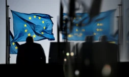 Près de l'immeuble de la Commission européenne à Bruxelles, le 17 février 2020