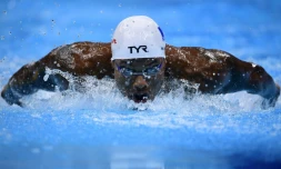 Mehdy Metella dans sa série du 100 m papillon à Budapest, le 28 juillet 2017