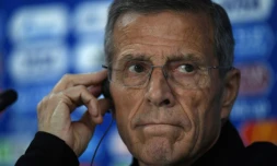 Le sélectionneur de l'Uruguay Oscar Tabarez en conférence de presse le 14 juin 2018 à Ekaterinburg