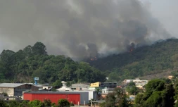Un incendie sur une colline à Vila de Cava, dans l'Etat de Rio de Janeiro, au Brésil, le 13 septembre 2024