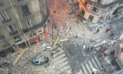 Vue générale après l'explosion survenue rue de Trévise à Paris, le 12 janvier 2019