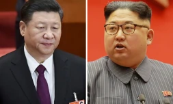 Le président chinois Xi Jinping, à Pékin, le 20 mars 2018 et, le dirigeant nord-coréen Kim Jong Un, à Pyeongchang, le 23 décembre 2017, se sont rencontrés de dimanche à mercredi à Pékin.