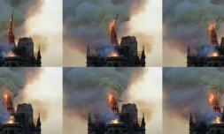 La flèche de Notre-Dame s'écroule en flammes, à Paris le 15 avril 2019