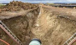 Le site de construction du gazoduc Baltic Pipe, le 7 avril 2022 Ă Middelfart, au Danemark