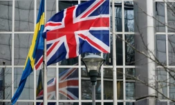 Le drapeau du Royaume-Uni devant le Parlement européen, le 31 janvier 2020 à Bruxelles
