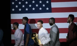Les joueurs de Golden State le 10 octobre 2015 à San Francisco