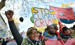 Des manifestant lors d'une marche pour le climat à Bonn le 4 novembre 2017