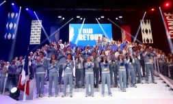 Les athlĂštes français de retour des Jeux olympiques de Milan Cortina sont fĂȘtĂ©s Ă Albertville, le 23 fĂ©vrier 2026