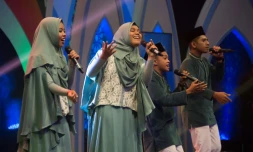 Des lycéens participent à l'émission "Syiar Anak Negeri", le 26 mai 2018 à Jakarta