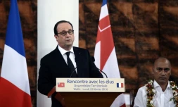 François Hollande lors d'un discours le 22 février 2016 devant l'Assemblée territoriale à Wallis
