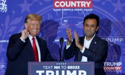 Vivek Ramaswamy et Donald Trump, le 16 janvier 2024 Ă Atkinson dans l'Iowa