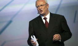 Le PDG de Volkswagen Martin Winterkorn lors d'une conférence de presse le 14 septembre 2015 à Francfort