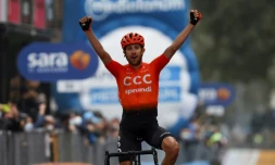 Le Tchèque Josef Cerny vainqueur en solitaire de la 19e étape du Tour d'Italie, entre Morbegno et Asti, le 23 octobre 2020